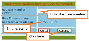 enter Aadhaar number