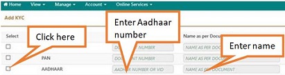 enter Aadhaar number