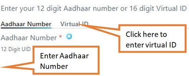 enter Aadhaar number