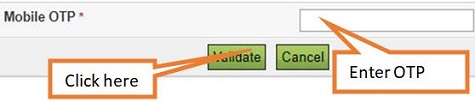 enter OTP and click on validate