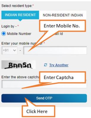 enter you mobile and send OTP