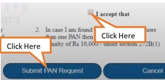Click on I accept and Submit PAN Request