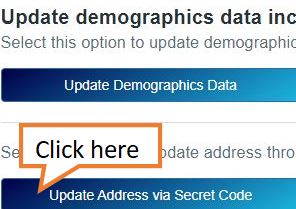 click on update address via secret code